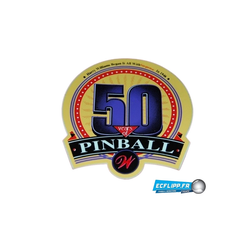 Autocollant  50Years of pinball Williams