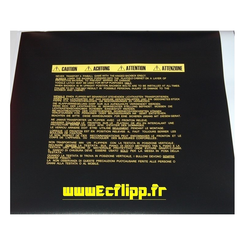 Decal backbox warning WPC