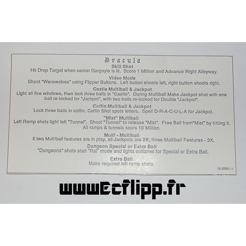 Carte instruction Dracula