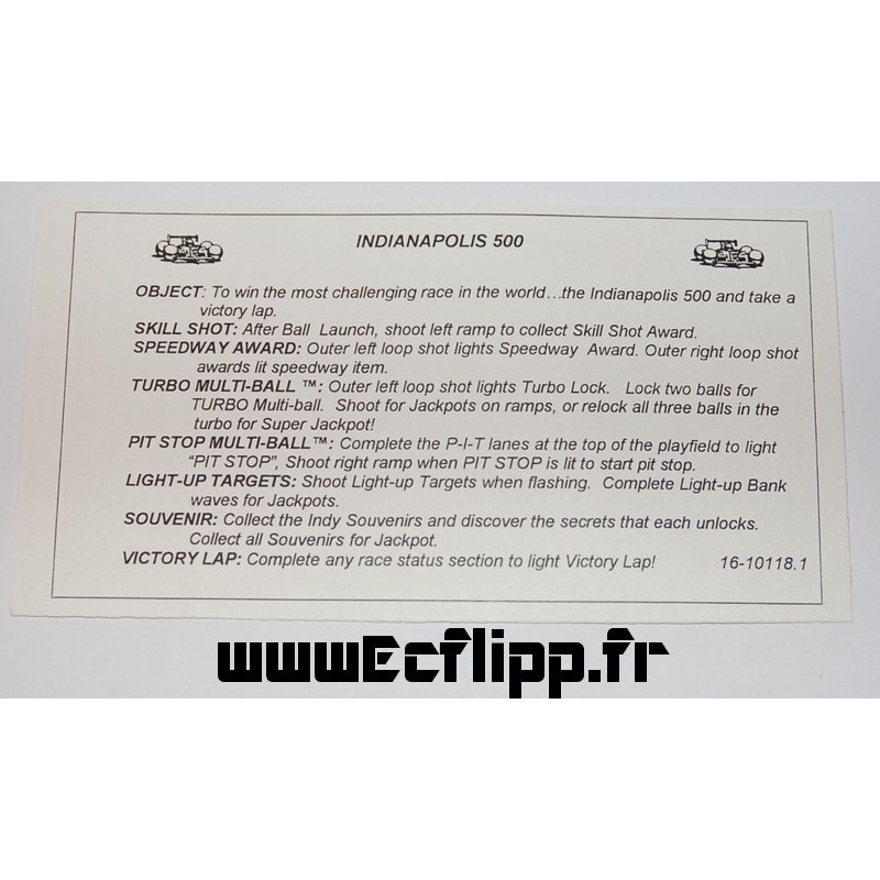 Carte instruction Indi 500