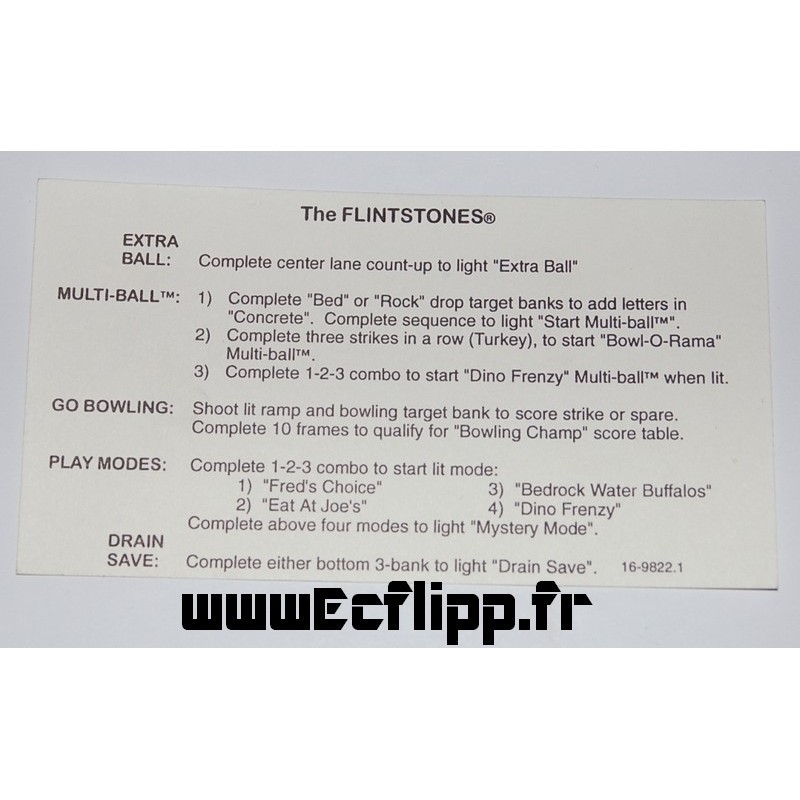 Carte instruction Flintstones