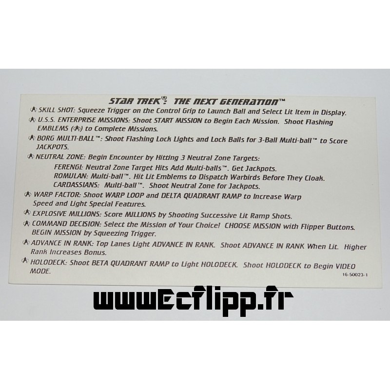 Carte instruction Star Trek TNG