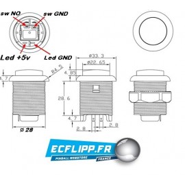 Bouton d'arcade 24mm white illuminated