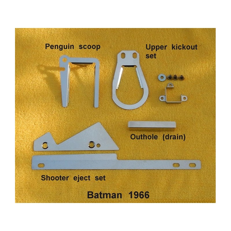 Cliffy's Batman 66 stern scoop, upper kickout set, outhole drain, 2pc shooter ejects