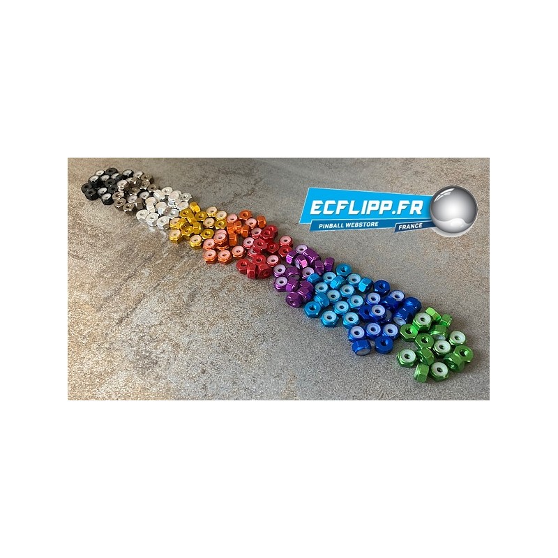 Set de 12 ecrous 8-32 anodisés divers couleurs